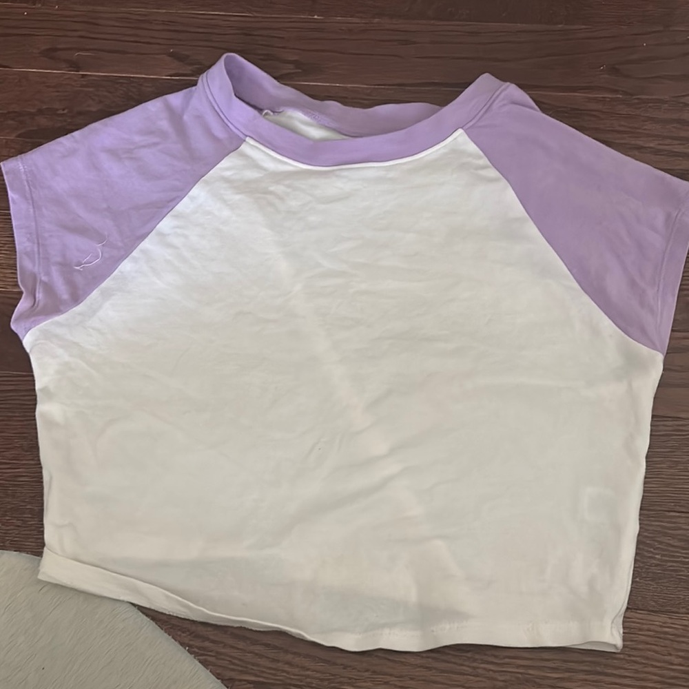 Lavender and White Raglan Tee
